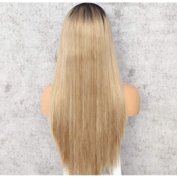 Ombre Blonde Straight Synthetic Lace Front Wig 24\